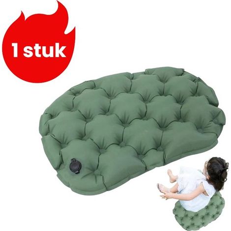 pièce - Tapis extérieur gonflable - Résistant à l'humidité - Tapis de camping pour une personne - Portable - Coussin de siège personnel - Pliable - Coussin de siège de bureau - Vert (1/5)