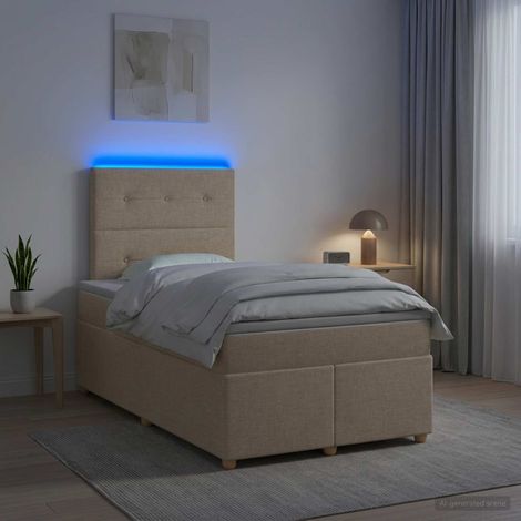 vidaXL Lit boxspring avec matelas Crème 120 x 200 cm Tissu (1/5)
