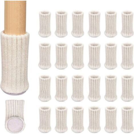 Pack of 24 Non-Slip Knitted Chair Leg Socks, Suitable for 1 to 2 Inch Chair Legs to Prevent Scratches and Reduce Noise for Easy Movement - White (1/5)