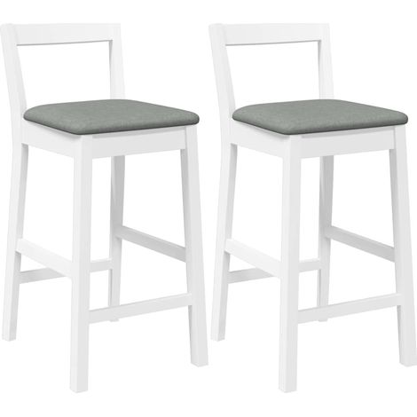 Maison Exclusive - Sgabelli da Bar con Cuscini 2 pz Bianco Legno Massello di Hevea