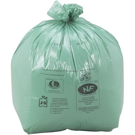 Sac poubelle 50 litres NF Environnement vert - 250 sacs - Maxiburo