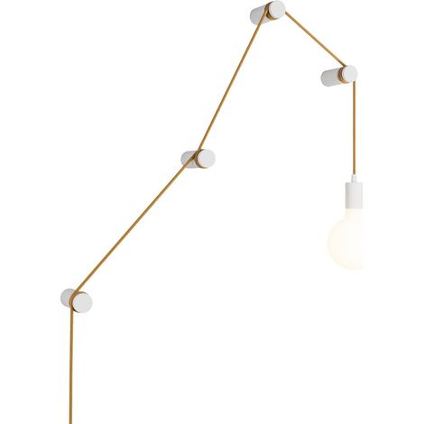 Lampada portatile Snake con portalampada in metallo e spina + 4 passacavo in legno Rolé