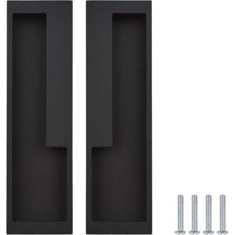 2PCS Recessed Sliding Door Handles Cabinet Drawer Pulls with Screws - Black/192mm (1/5)