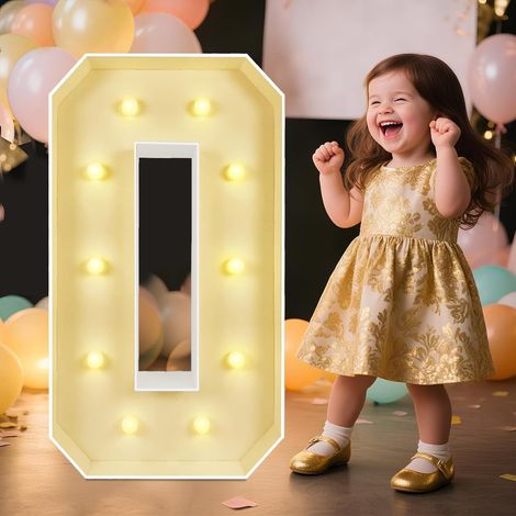 Chiffre décoratif lumineux : grand chiffre de 3 pieds (environ 90 cm), idéal pour les fêtes, anniversaires, mariages, fiançailles, célébrations et plus encore chiffre 0, facile à assembler. (1/5)
