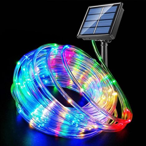 Solar-Lichterkette mit Farbcode, 40 Fuß, 100 LEDs, IP65 wasserdicht, für den Außenbereich, helles Licht für Garten, Terrasse und festliche Dekoration. (1/5)