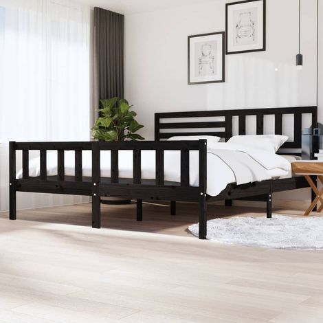 Massivholzbett Schwarz 200x200 cm