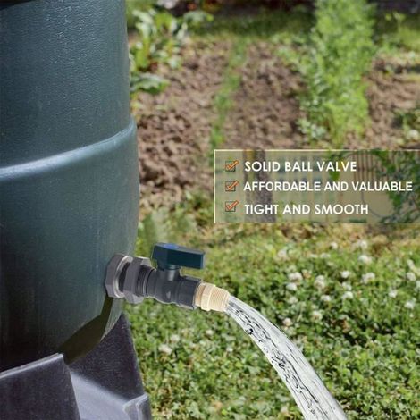 Robinets PVC - Raccord pour Barils de Pluie - Filetage 3/4 Pouces - Adaptateur de Cloison et Tuyau - 1 Pièce (1/5)