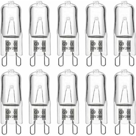 G9-Halogenlampe, 28 W, 230 V, 370 lm, 2700 K warmweiß, dimmbar, G9-Kapsellampen, für Kronleuchter, Gartenleuchten, Wandleuchten, Schrankbeleuchtung, 10er-Packung (1/5)