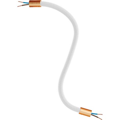 creative cables - Kit Creative Flex tubo flessibile di estensione rivestito in tessuto RM02 Argento con terminali metallici - 30 cm, Rame satinato