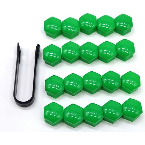 Tapones de tuercas de rueda verdes 19 mm, 20 piezas + clip (1/5)