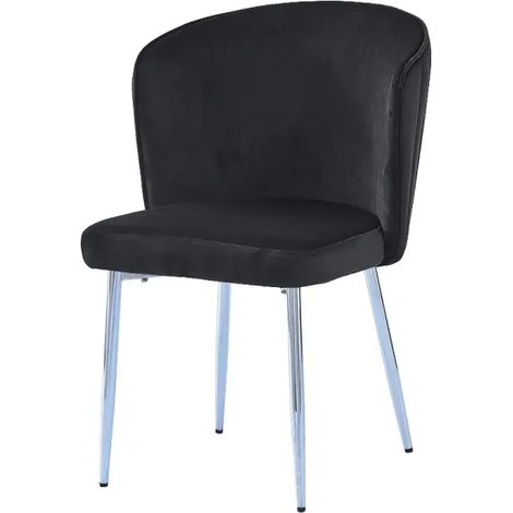 Lot de 4 chaises moderne DIANAchrome velours Noir (1/3)