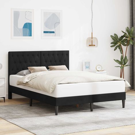 vidaXL Cadre de lit avec tête de lit Noir 160 x 200 cm Velours (1/5)