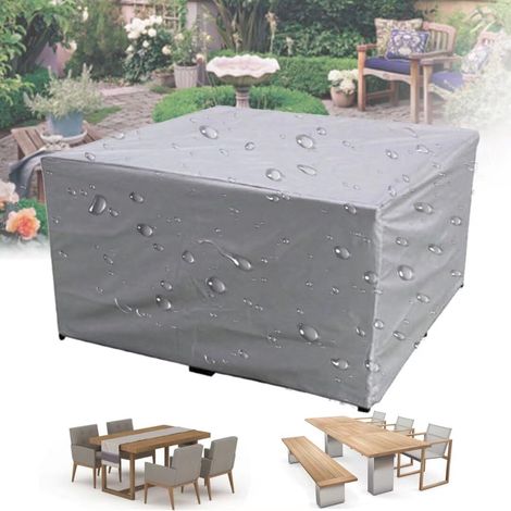 Housse de protection imperméable pour table de jardin rectangulaire, bâche anti-UV et anti-vent en tissu Oxford 210D, grande housse pour mobilier extérieur, argent, 190x135x90cm (1/5)
