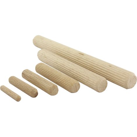 Jowe Holzdübel 6mm - Länge 20mm, Riffeldübel für eine starke Holzverbindung, Dübel aus Buche, gerillt - 1000 Stück