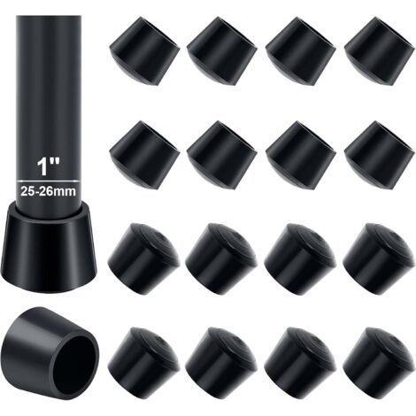 Protector de Patas de Silla, 16 unidades, 25-26 mm, Tapones de Goma para Patas de Silla, Diámetro Interior 25 mm, para Proteger las Patas de la Mesa y Evitar Arañazos en el Suelo, Negro (1/5)