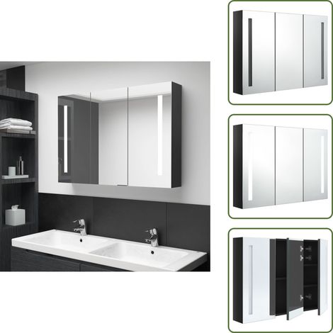 LED-Spiegelschrank fürs Bad 89x14x62 cm Glänzend Schwarz - LED-Spiegelschrank - Badezimmermöbel - Kosmetikspiegel - Spiegelschrank Mit Beleuchtung - Schwarzer Spiegelschrank