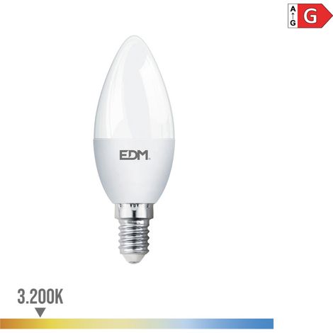Bombilla LED EDM Vela E14 5W 400lm 3200K Luz Cálida Ø3,5x10cm (1/3)