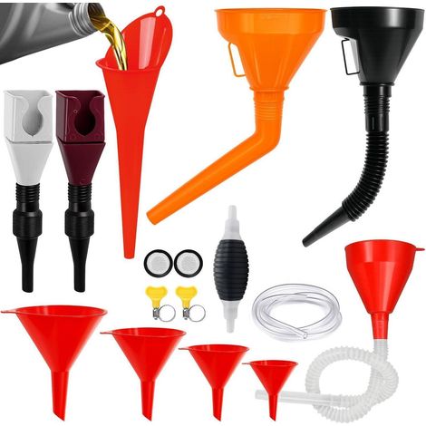 14-teiliges Trichter Set mit Handpumpe und Filtern für Autoöl, Benzin, Kühlflüssigkeit (1/5)