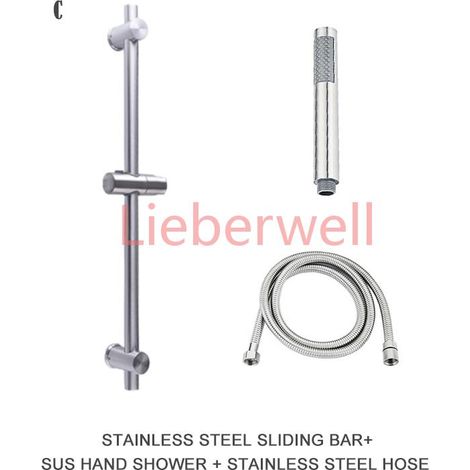 Barre marketde douche en acier inoxydable SUS304, support de pommeau de douche réglable, rond et carré brossé, dernier modèle (1/5)