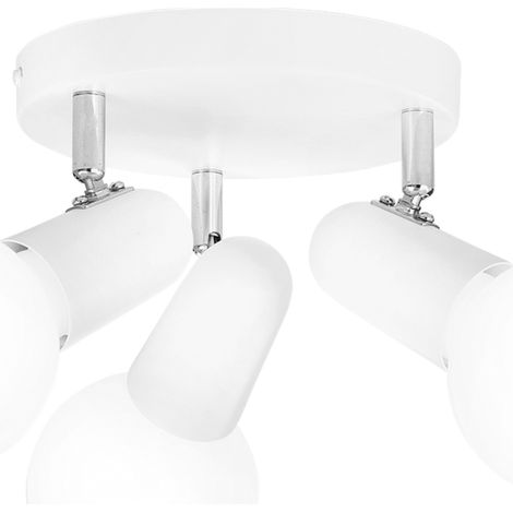 "Spot plafoniera PUNTO in metallo bianco con tre punti luce orientabili" (1/2)