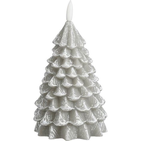 Mica Kerze LED Weihnachtsbaum 17 x Ø 9 cm grau batteriebetrieben Timer