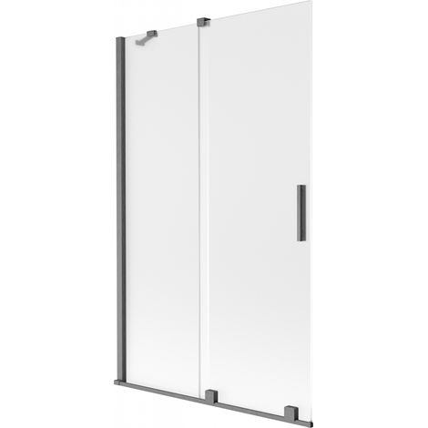 Mexen Velar Duschabtrennung 2-flügelig, verschiebbar 110 x 150 cm, matt, gebürstetes Gun Gray - 896-110-000-31-66