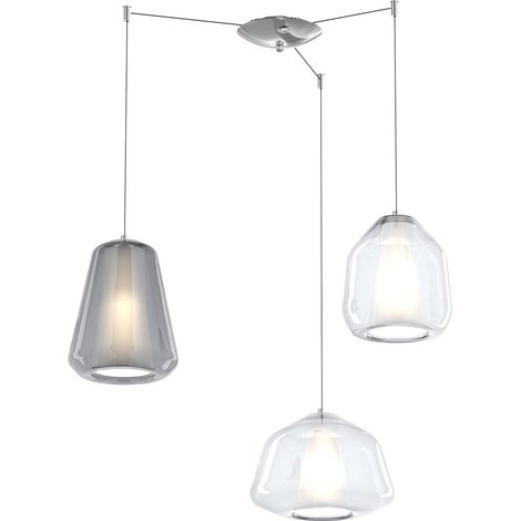 SOSPENSIONE CROMO 3 LUCI SPOSTABILE VETRI ALPHA TR + BETA TR + GAMMA FU 1176CR-S3 S ABG-TF