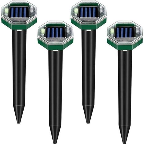 Ecleanfy - Répulsif ultrasonique chats lot de 4 solaire, couverture extérieure 360°, pour jardin, chats, chiens, souris, ratons laveurs (1/4)