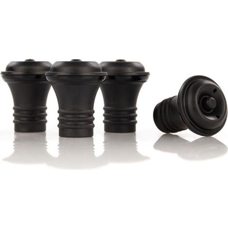 Bouchons pour pompe à vide Lot de 4 Conservation du vin jusqu'à 7 jours Joint hermétique et anti-fuite Faciles à nettoyer Anti-goutte Noirs, petits, en silicone