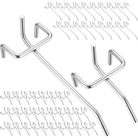 50 Pièces Crochet Panneau Perforé Crochets Pour Panneaux Perforés Panneau Troué Acier Massif de 3.3 mm Crochet Pour Panneau Acoustique pour Les Garages Remises à Outils Ateliers (1/5)