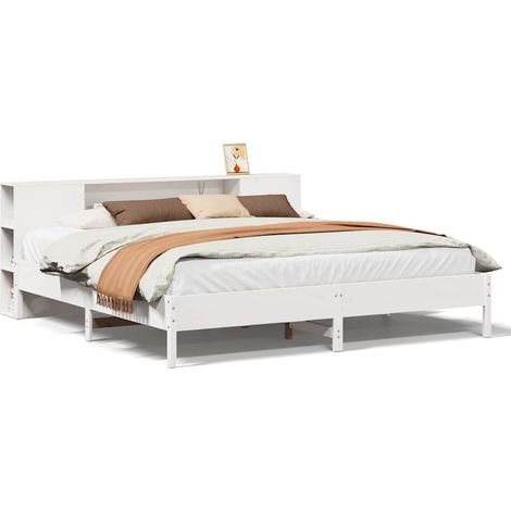 Maison Exclusive - Letto Libreria senza Materasso Bianco 200x200 cm Legno di Pino