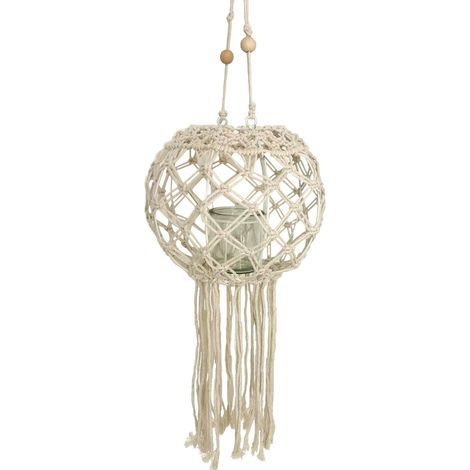 Signes Grimalt Portavelas Decoracion  Portavelas Colgante Macrame Colgantes Blanco 25x25x70cm 36535