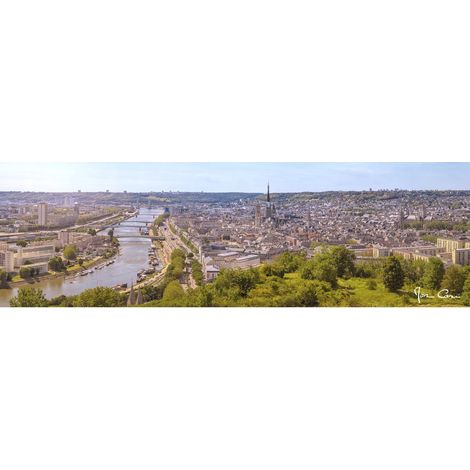 Tableau sur toile panorama Rouen 30x97 cm - Impression sur Toile Murale Décorative - Image imprimée en HD sur Toile - Toile sur Châssis en Bois FSC - Fabriqué en France (1/4)