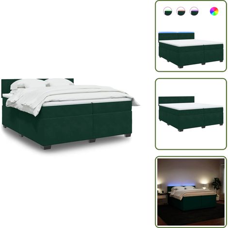 The Living Store Boxspringbett mit Matratze Dunkelgrün 200x200 cm Samt - Boxspringbett - Doppelbett - Samtbett - Samtcouch - Luxusbett (1/5)