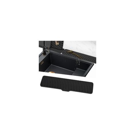 Bardusch-Tapis robinet silicone 42 cm noir, tampon égouttoir, cuisine/sdb. (1/4)