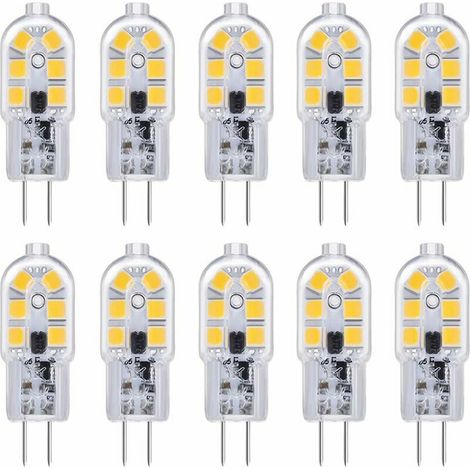 Ampoule LED G4 DC12V 2W Blanc chaud 6000K, 200LM pour camping/cuisine, lot de 10 (bouchon lait) (1/4)
