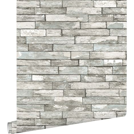 papier peint imitation bois blanc et bleu clair - ESTAhome (1/5)