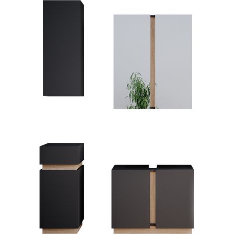Set di mobili da bagno Gloria, Antracite, 4 parti, Vicco