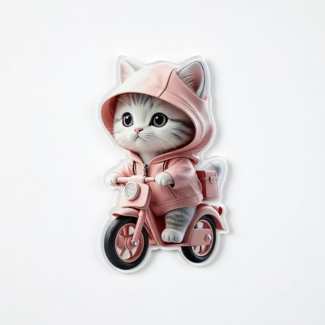 Colgante de acrílico gato en bicicleta para coche, 8 cm (1/5)