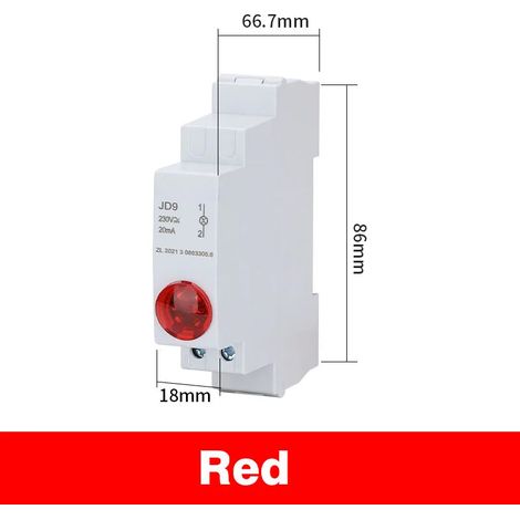 Feu de signalisation sur rail DIN (rouge CC/CA 220 V) Voyant d'alimentation LED Voyant de montage Feu de signalisation CC/CA 220 V 24 V vert rouge Indication de démarrage/arrêt/fonctionnement JD9 (1/5)