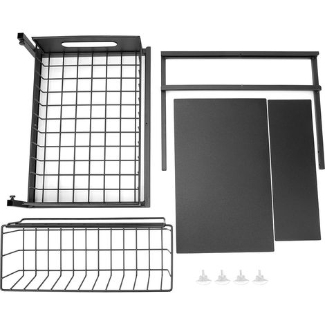 Organisateur de rangement sous évier avec panier coulissant à 2 niveaux, noir, pour salle de bain et cuisine. (1/5)