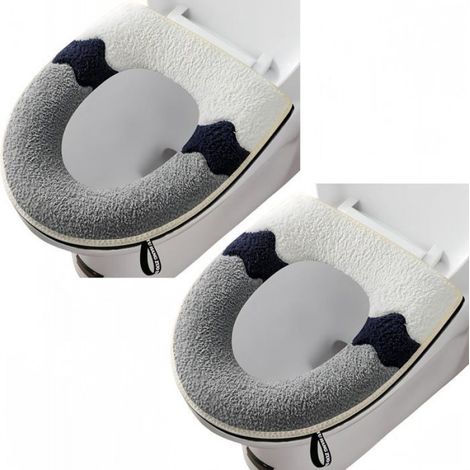 Lot de 2 housses de siège de toilette plus épaisses et douces, coussin doux et épais, convient à tous les sièges de toilette ovales (1/4)