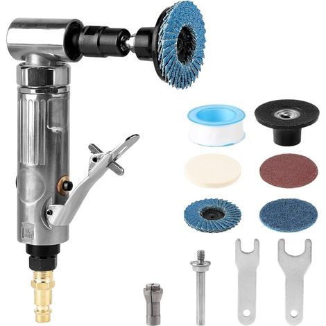 Meuleuse pneumatique à 90° – 20 000 tr/min – Échappement arrière – Pour polissage et meulage précis – Accessoires inclus (1/5)