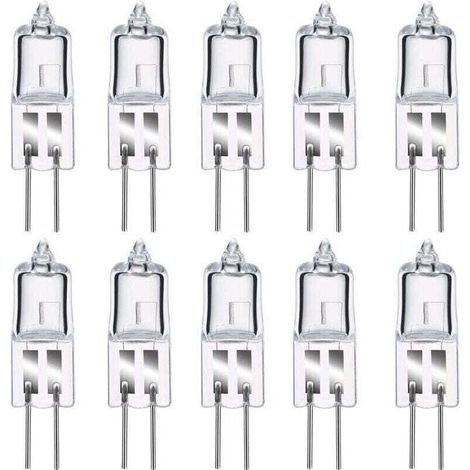 Enowelir Lot de 10 Ampoules Halogènes G4 12V 20W 2800K Blanc Chaud Transparentes Classe Énergétique C (1/4)