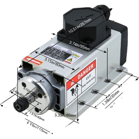 Motore mandrino CNC ad alte prestazioni, robusto alloggiamento in alluminio, scatola nera da 2,2 kW (1/2)