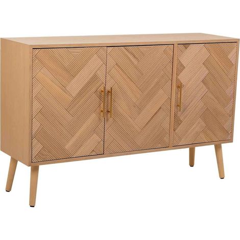 Buffet contemporain bois naturel trois portes élégance salon - bois naturel clair et doré (1/5)