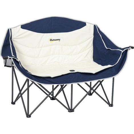 Silla plegable de camping, asientos acolchados dobles, capacidad de 250 kg.