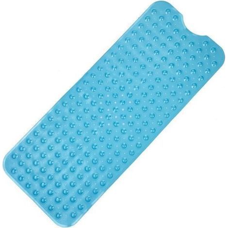 pair Tapis baignoire antidérapant - Idéal pour bebe - Tapis de bain Grande taille 100x41cm - PVC - 200 ventouses - Bleu (1/4)