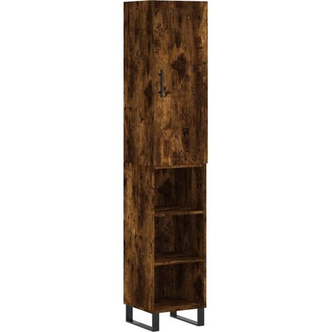 Buffet bahut commode armoire meuble de rangement organisateur cuisine salle de séjour salon haut 34,5 x 34 x 180 cm bois d'ingénierie marron
