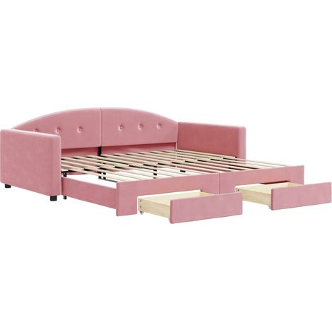 Maison Exclusive - Divano Letto Estraibile con Cassetti Rosa 100x200 cm Velluto (1/5)